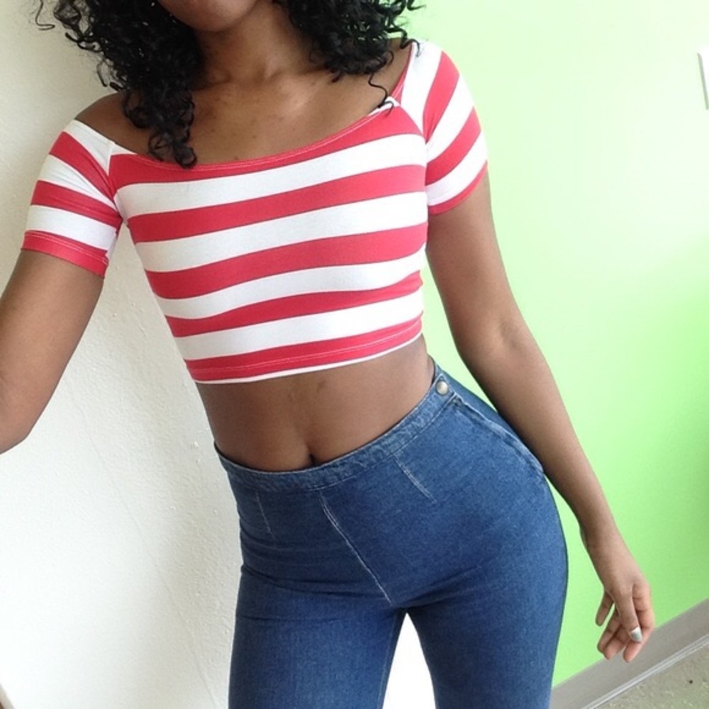 American Apparel Cotton Spandex Off Shoulder Top